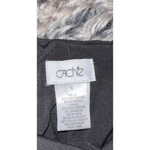 Cache Purple Black Swirl Beaded Long Sleeve Evening Cocktail Dress Sz S - Picture 14 of 15